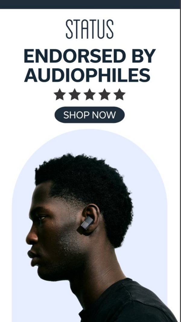 Status Audio segment-driven static ad using emotional audiophile messaging